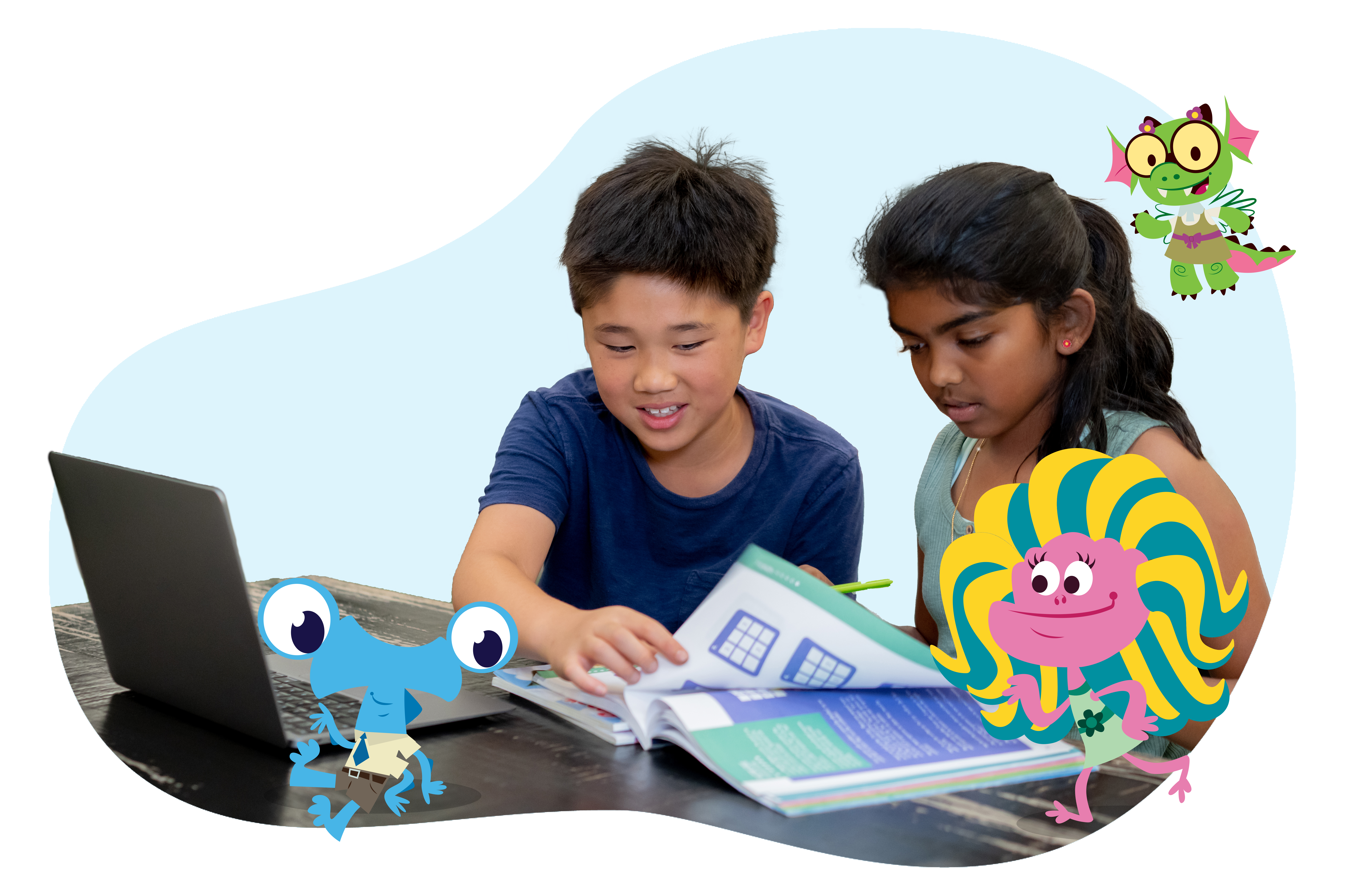 Kids learning math with Beast Academy