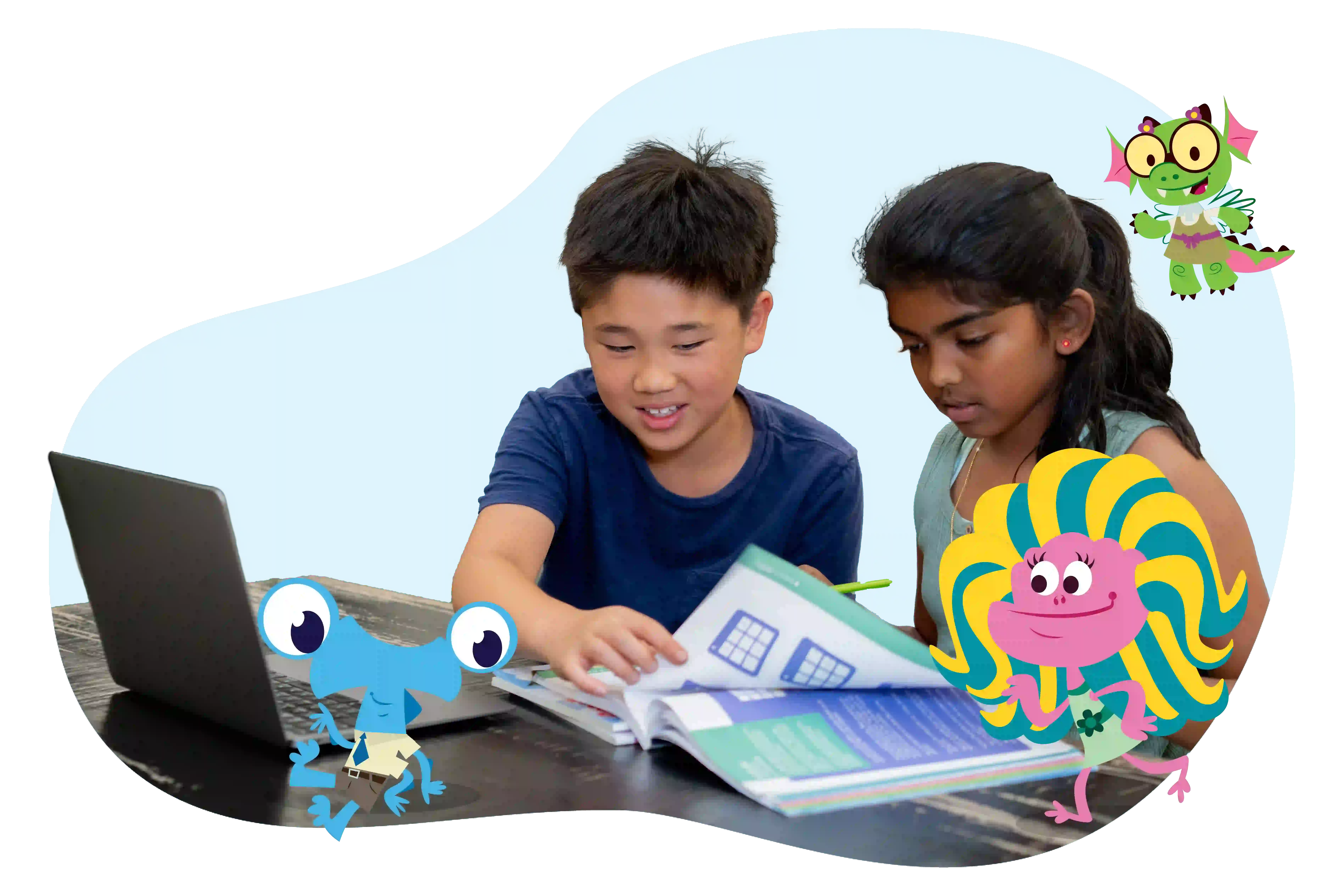 Kids learning math with Beast Academy