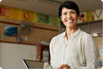 Female teacher smiling