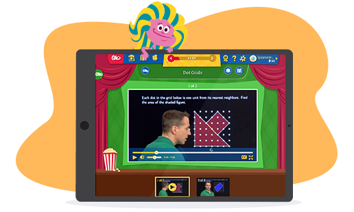 Tablet showing Beast Academy online video with Richard Rusczyk teaching math 