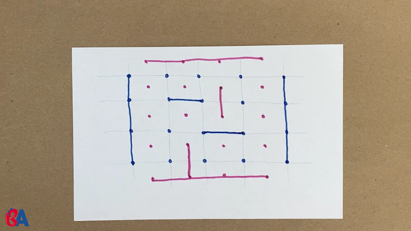A game of circuit breaker with lines drawn in