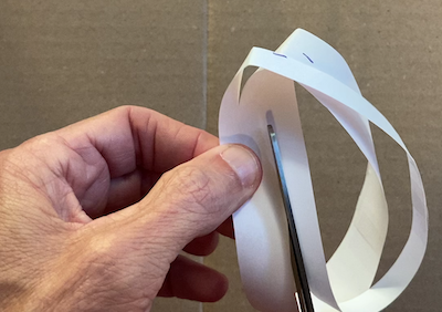 Mobius strip being cut into thirds