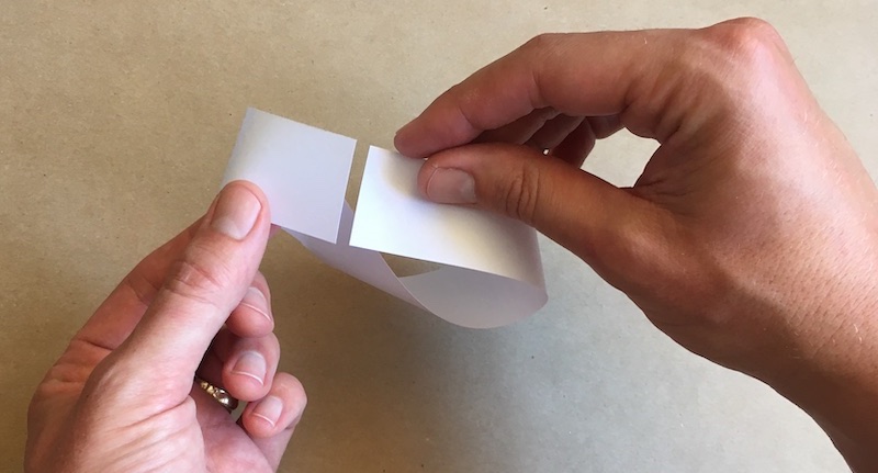 Strip of paper with ends connected together with a half twist