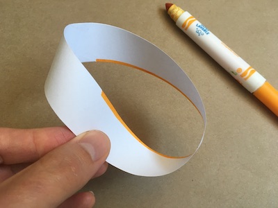 Mobius strip with edge partially colored