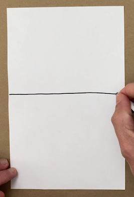 One line drawn down the middle of a piece of paper