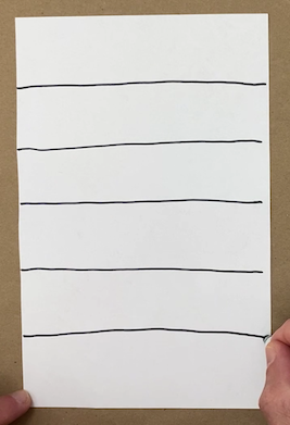 A paper split into six equal sections