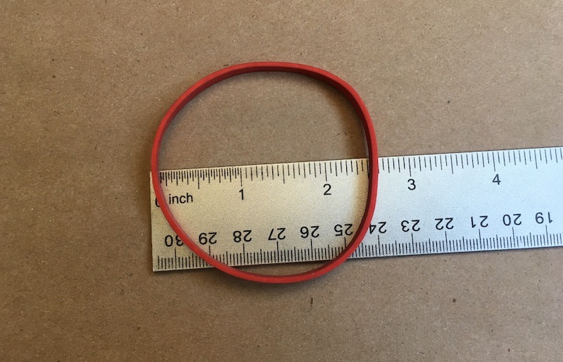 Rubber band of diameter 2 and a half inches